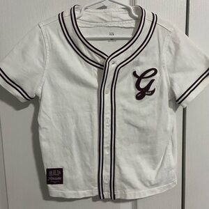 GAP Kids Cream and Burgundy Baseball Shirt